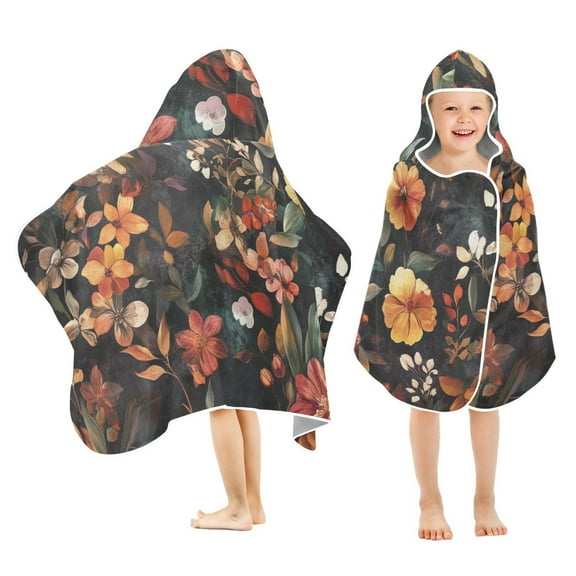 Yayeee Kids Hooded Towels Toddler Soft Absorbent Beach Bathing Wrap 50" x 23.5", Colorful Flower