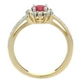 thumbnail image 2 of 14K Yellow Gold Enhanced Ruby Flower Halo Ring Oval 6x4mm Diamond Accents, size 10, 2 of 3