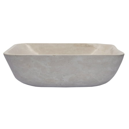 Rounded Square Vessel Sink - White Marble