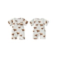 thumbnail image 2 of BemeyourBBs Newborn Baby Boy Mallard Duck Outfit Infant Baby Boys Summer Clothes Romper Shors Short Sleeve Duck Cattle Print Jumpsuit with Chest Pocket One Piece Playsuit, 2 of 9