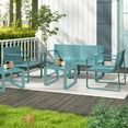 thumbnail image 2 of Costway Patio Chairs Set of 4 Weather-resistant Plastic Outdoor Armchairs Blue, 2 of 9