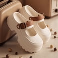 thumbnail image 5 of Rokment Women's Chunky Platform Slip on Mary Jane with Adjustable Back Strap 2026 Casual Height Increasing Barefoot Slip on Water Sandals Dress Clogs White Size 6, 5 of 5