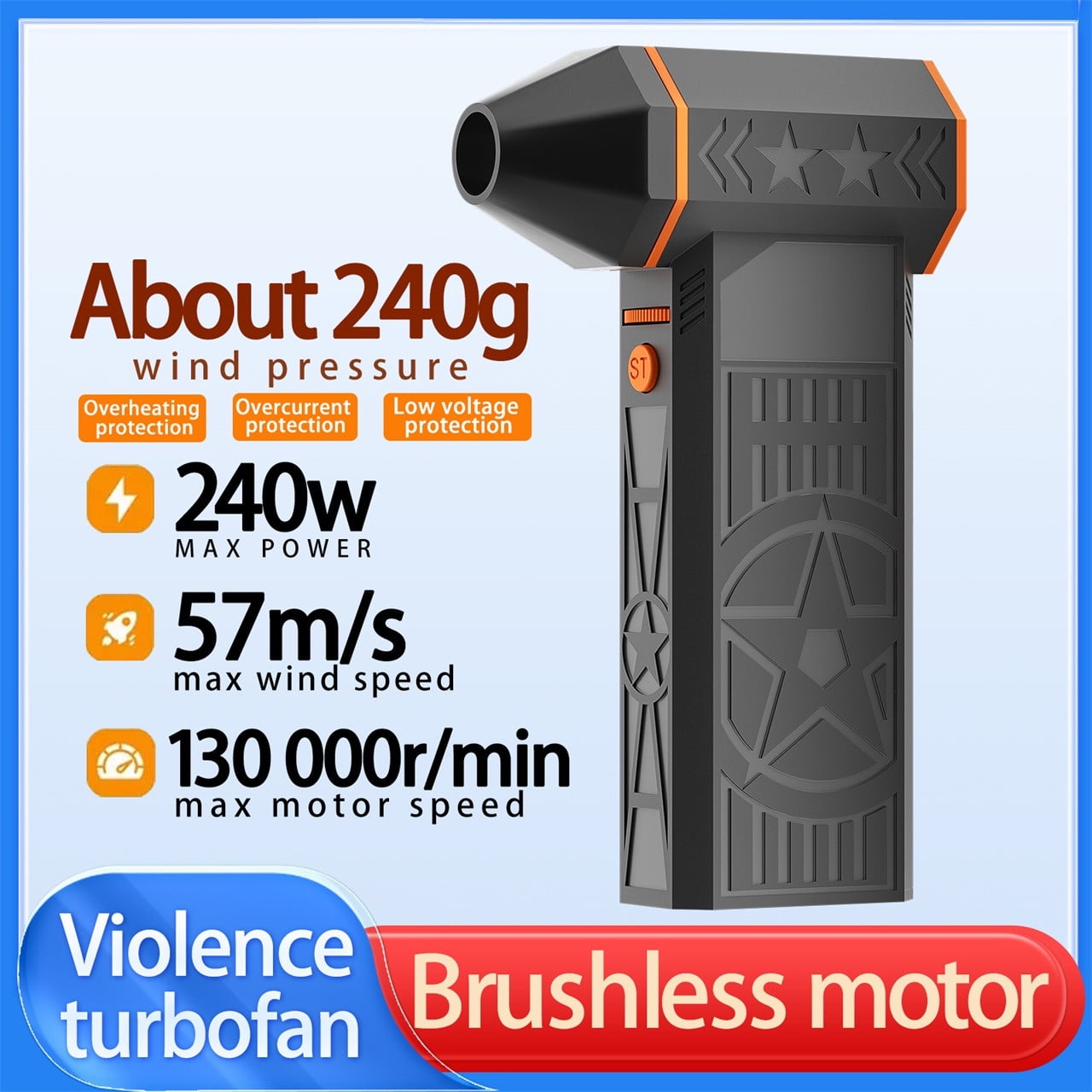 Hxlamzoo 5000W Thermal Snow Blower with 8000mAh Battery & 13 Metal Blades, High-Speed Brushless Motor for Car Windshield Defrost, Driveway/Sidewalk Snow Removal, Household/Office Surface Cleaning