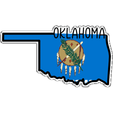 State of Oklahoma Map Flag Sticker Decal 4 Inches USA Oklahoma State Oklahoma City The Sooner State Native AmericaÂ / Land of the Red Man - 4 inch