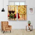 thumbnail image 2 of Retro Red Rose Wine Kitchen Curtains - Farmhouse Country Romantic Valentines Floral Rustic Women Small Short Cafe Tier Curtains Rod Pocket Window Drapes 24 Inch Length 2 Panels 28"x24", 2 of 5