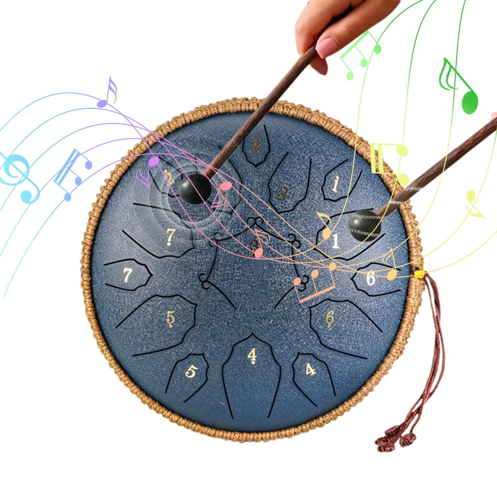 golytefs 12 Inch D Tone Ethereal Drum 15 Notes D Major Large Ethereal Drum (Navy Blue)