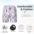 thumbnail image 3 of Yiaed Lavender Flowers Print Mens Swim Trunks Bathing Suit Compression Liner Beach Swim Shorts Swimwear Quick Dry Zipper Pocket No-Chafing Board Short-Large, 3 of 6