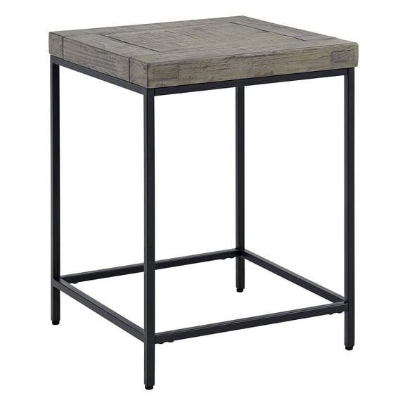 Lavish Home Industrial Modern End Table with Wood Top and Metal Frame, Gray