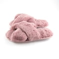 thumbnail image 3 of Gold Coast Women's Open Toe Cross Over Plush Slippers in Pink, Small, 3 of 6