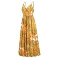 thumbnail image 2 of Anbech Boho Deep V-Neck Women Sling Dress Floral Printed High Waiste Beach Long Flowy Dresses, 2 of 9