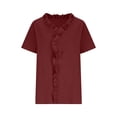 thumbnail image 6 of Craaazy Women's Summer Solid Color Short Sleeve Topss, V Neck Ruffle Trim Casual Shirt, Loose Fit Comfy Blouse for Everyday Outfits Gifts, 6 of 6