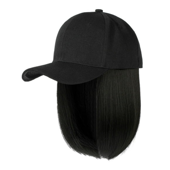 Fgnfyis Baseball Cap with Hair Extensions Straight Short Bob Hairstyle Adjustable Removable Wig Hat for Woman Girl Ash Blonde Mix Blonde Mens Womens Hats A