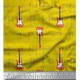 thumbnail image 1 of Soimoi Yellow Viscose Chiffon Fabric Notes & Guitar Musical Instrument Printed Fabric 1 Yard 42 Inch Wide, 1 of 5