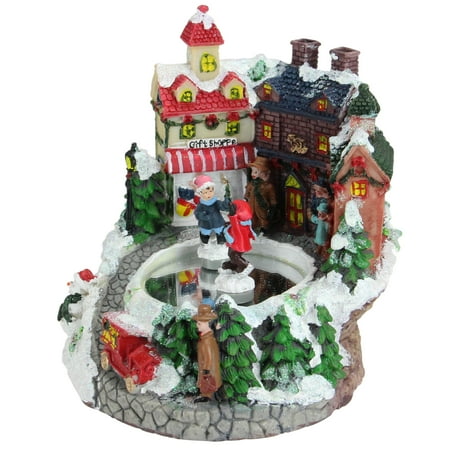 6.75&quot; Animated Victorian Street Ice Skating Winter Scene Christmas Music Box - Walmart.com
