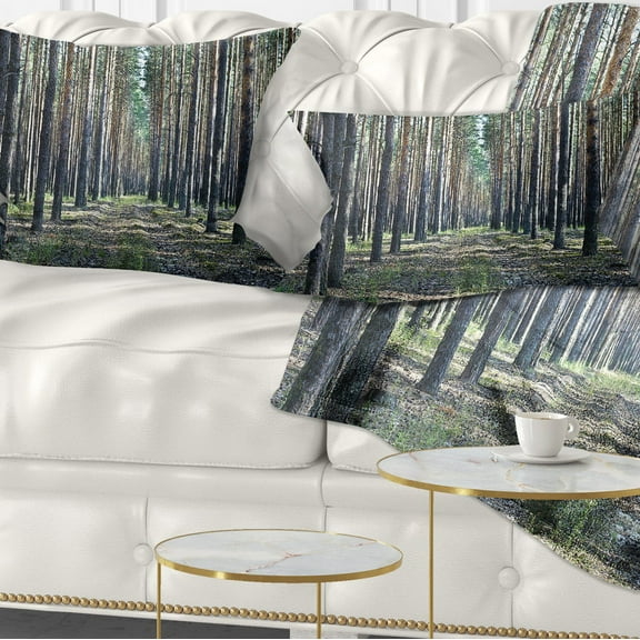 Designart Forest Road in Thick Woods - Modern Forest Throw Pillow - 12x20
