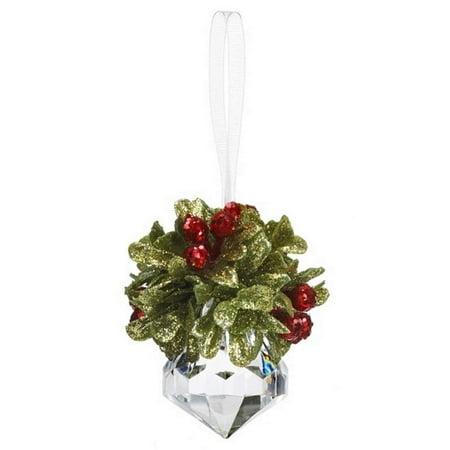 GANZ 2.5 "Kyrstal Kiss Ball Ornament, Teeny Mistletoe Jewel - Wedding Acrylic Kissing Crystal-like KK243