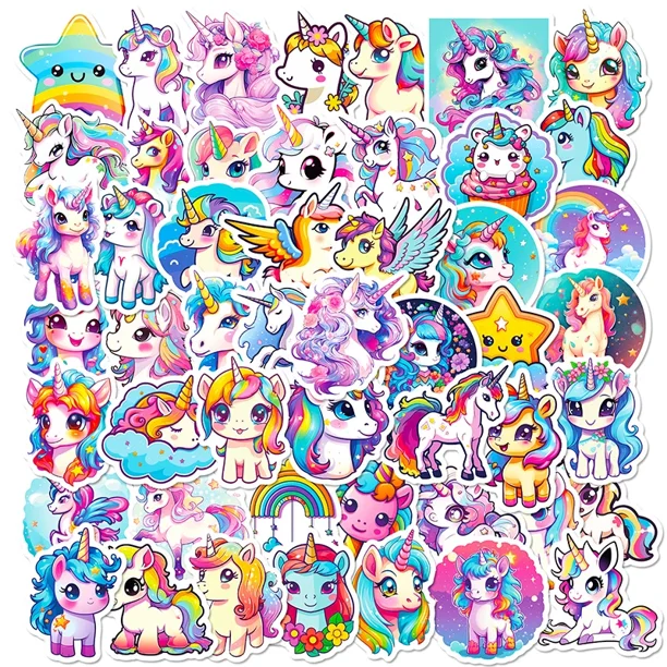 10/30/50 Uds. Pegatina de PVC de vuelo de unicornio decoración estética Scrapbooking papelería coreana para niños suministros escolares para niños
