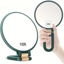 Mber Hand Mirror For Makeup Mirror 2-Sided 1X 10X Magnifying Mirror, Travel Mirror With Stand, Foldable Handheld Mirrors with Handle, Green