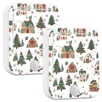 Yayeee 2-Pack Plug in LED Night Lights with Light Sensors Motion Detectors, Brown Christmas House