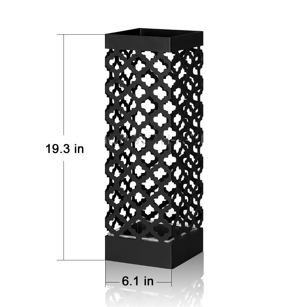 Square Umbrella Stand Rack Metal Umbrella Holder with Drip Tray For Home Office Decoration,Black