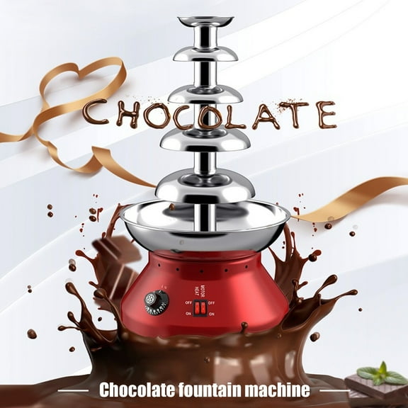 Shzicmy 230W Commercial Chocolate Fountain 5 Tier Hot Chocolate Fondue Tower Red 110V