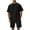 Black, variant on Ohufall Men Plus Size Outfits Sets Summer 2 Piece Sets Casual Short Sleeve Round-neck Tee Tops and Loose Wide Leg Shorts with Pockets Fashion Solid Tracksuit Sets for Men