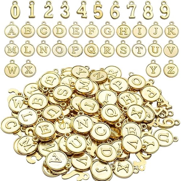 Aylifu 3 Sets (78pcs) Round Letter Charms 26 Alphabet A-Z Pendants and 5 Sets (50pcs) 0-9 Number Charms for Jewelry Making Crafts DIY