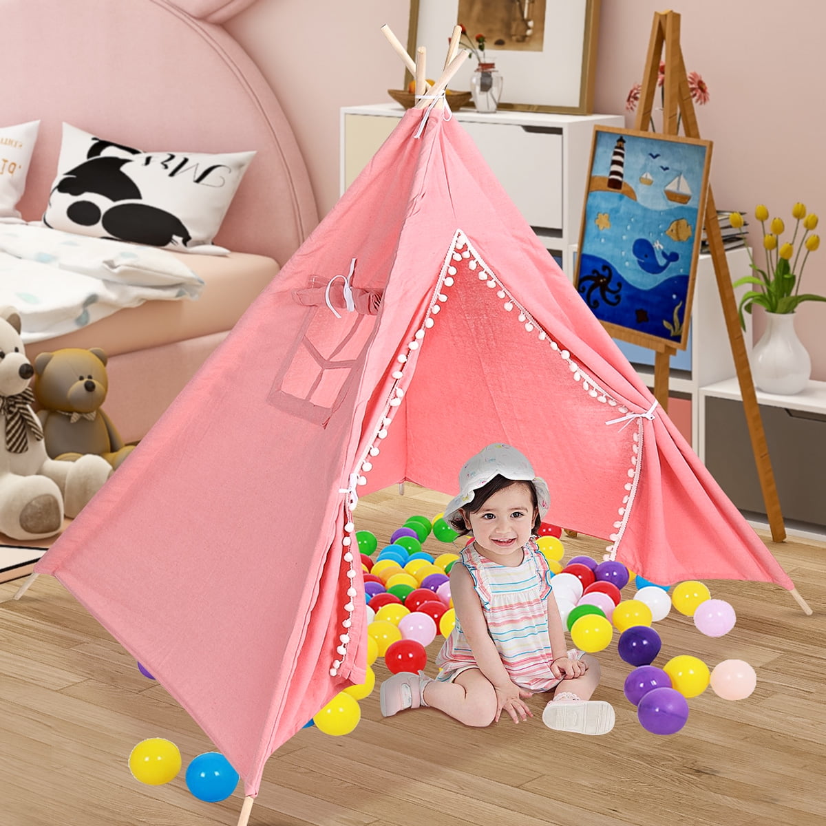 Kids Teepee Tent Play Tent Children Indoor Outdoot Play House Kid Toy   US