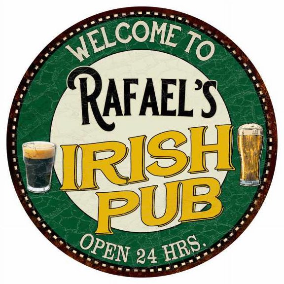 Rafael's Irish Pub 14" Round Metal Sign Kitchen Bar Wall Decor 100140036337