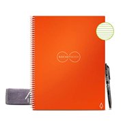 Angle View: Rocketbook Smart Reusable Notebook - Lined Eco-Friendly Notebook with 1 Pilot Frixion Pen & 1 Microfiber Cloth Included - Beacon Orange Cover, Letter Size (8.5" x 11")