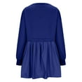 thumbnail image 7 of Busydd Womens Summer Dresses Tiered Pleated Midi Dress Solid Color Oversized Patchwork Sundress Round Neck Long Sleeve Shirts Dresses Soft Versatile Casual Dress, 7 of 7