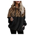 thumbnail image 2 of Jacket for Women Womens Hooded Zip Up Jackets Fleece Fuzzy Coats Winter Casual Leopard Color Block Outwear Hoodies with Pockets chaquetas y abrigos de piel y piel sintética para mujer, 2 of 6