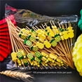 thumbnail image 4 of Letreros de bambú desechables Letreros artísticos de frutas Adornos de cócteles de cactus Letreros de bambú con flamencos, 4 of 5