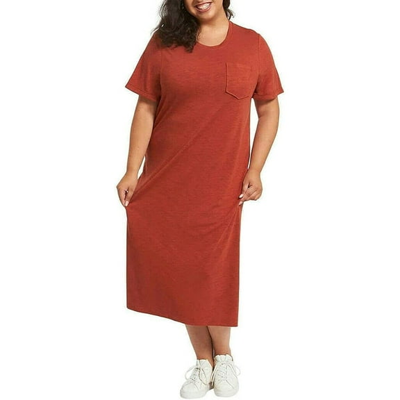 Jessica Simpson Ladies' Midi Tee Dress with Pocket Size: M, Color: Burnt Brick