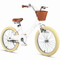 Vollsch 20 Inch Little Kids Bike for Age 7-15 Years Old Girls Toddlers Retro Vintage Style Bicycles with Basket Kickstand and Bell, White