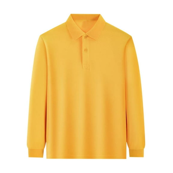 FAOWME Boys Girls Long Sleeve Solid Color Shirt Cotton Shirt Tops Tee For Kids Yellow 7-8 Years