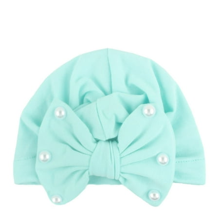 

nsendm Boy Hat Tie Hat Girl Knotted Cap Headwear Bow Baby Solid Baby Care Baby Hand Mitts Hat Mint Green One Size