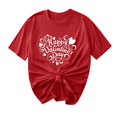 thumbnail image 2 of Offres de Vacances Iumwxz Chemises de la Saint-Valentin Tunique Plissée Décontractée Hauts pour Femmes Imprimé Joyeuse Saint-Valentin Hauts Col Rond Manches Courtes T-Shirts pour Femmes Confortables Fête, 2 of 4