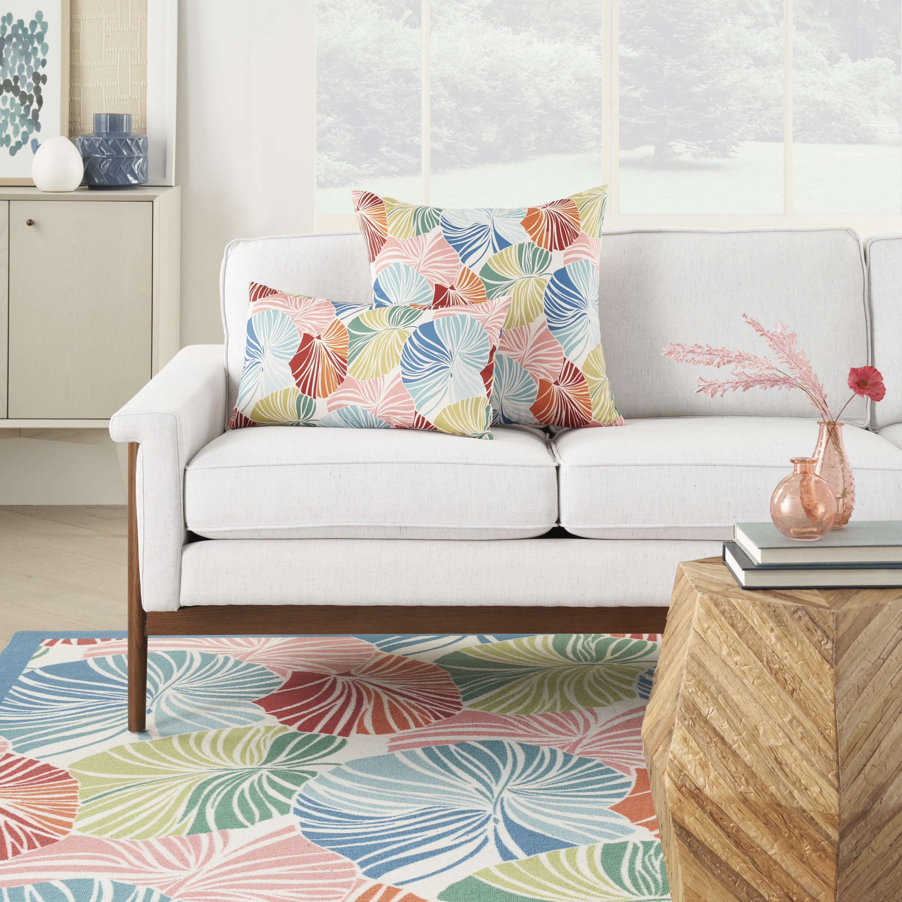 Nourison Curative 20" x 20" Multicolor Indoor/Outdoor Washable Throw Pillow