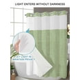 thumbnail image 4 of No Hook Cloth Fabric Shower Curtain with Snap in Liner, Vintage Sage Green Waterproof Shower Curtains Set with See Through Top Window, Farmhouse Retro Beige Solid Color Bath Curtains Shower 66"x72", 4 of 6
