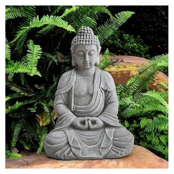 Buddha Statue 20 in Large Sized Buddha Garden Statue Gray Decorative Outdoor Buddha Statue