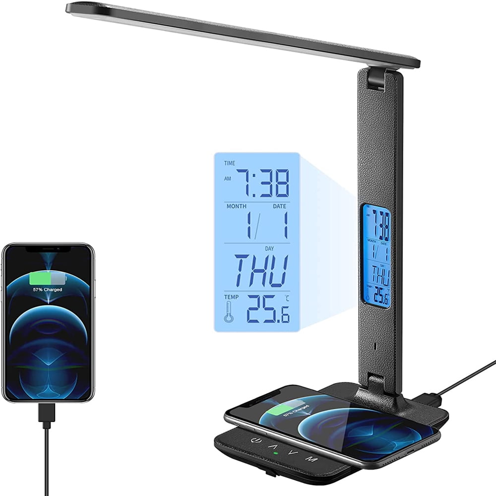Desk Lamp, LED Desk Lamp with Wireless Charger, USB Charging Port