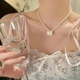 thumbnail image 5 of UOYOTT Bow Necklace High-end Design Sense Niche Beaded Clavicle Chain Necklace Hot R8 A6S9, 5 of 5