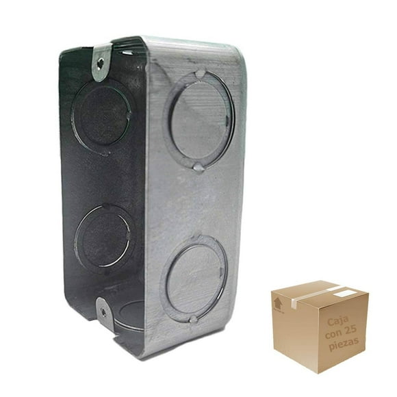Pack 25 Pzs Caja Metalica Tipo Chalupa Acero 2x4 Pulg plateado 4 pulgadas