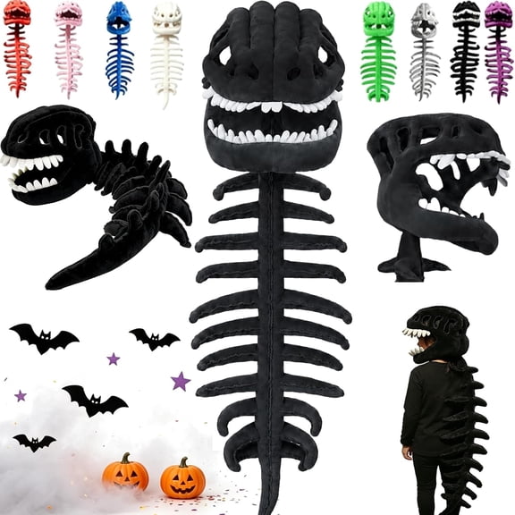 Wearable Plush Dino Skeleton Costume With Spine