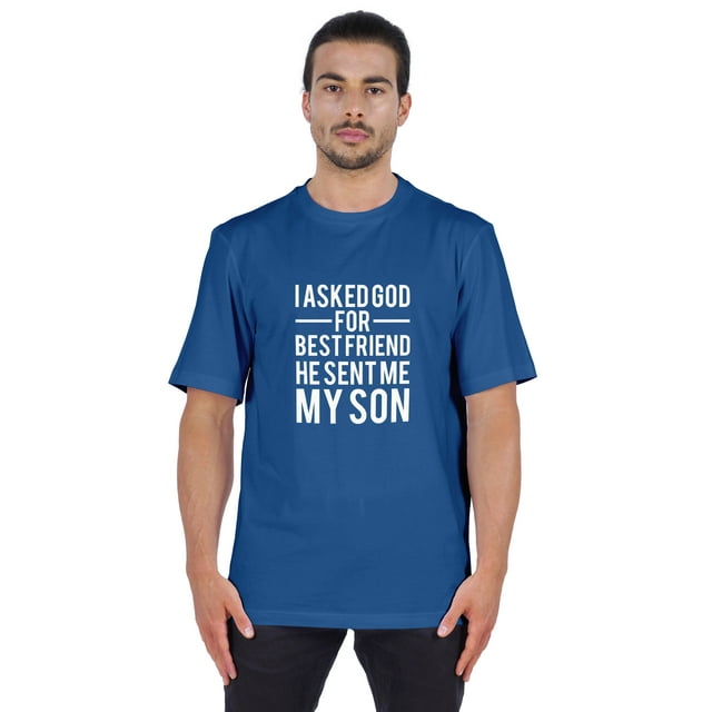 Inkmeso T-shirt à Col Rond pour Homme, Graphique Imprimé « J'ai Demandé à Dieu Mon Meilleur Ami, Il m'A Envoyé Mon Fils », Tee pour Père Fils Amour