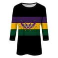 thumbnail image 4 of BDPORKAS Women's Funny Mardi Gras Shirt 3/4 Sleeve Mardi Gras Shirts Glitter Mask Print Graphic Tees Three Quarter Sleeve Carnival Top T Shirt, 4 of 5