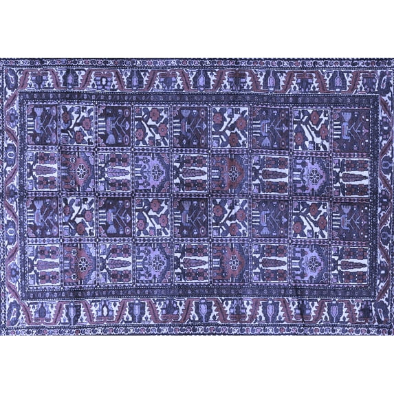 Ahgly Company Machine Washable Indoor Rectangle Persian Blue Traditional Area Rugs, 5' x 8'