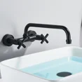 thumbnail image 6 of Matte Black Kitchen Faucet Wall Mount Commercial Sink Faucet Dual Handle Mixer Swivel Spout, 6 of 11