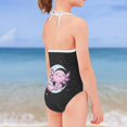 thumbnail image 4 of SEANATIVE One Piece Bathing Suit Size 9-10 Years Soft Moon Axolotl Kids Beach Swimwear for Girls Breathable Lace Up Tankini Swimsuit for Girls, 4 of 5